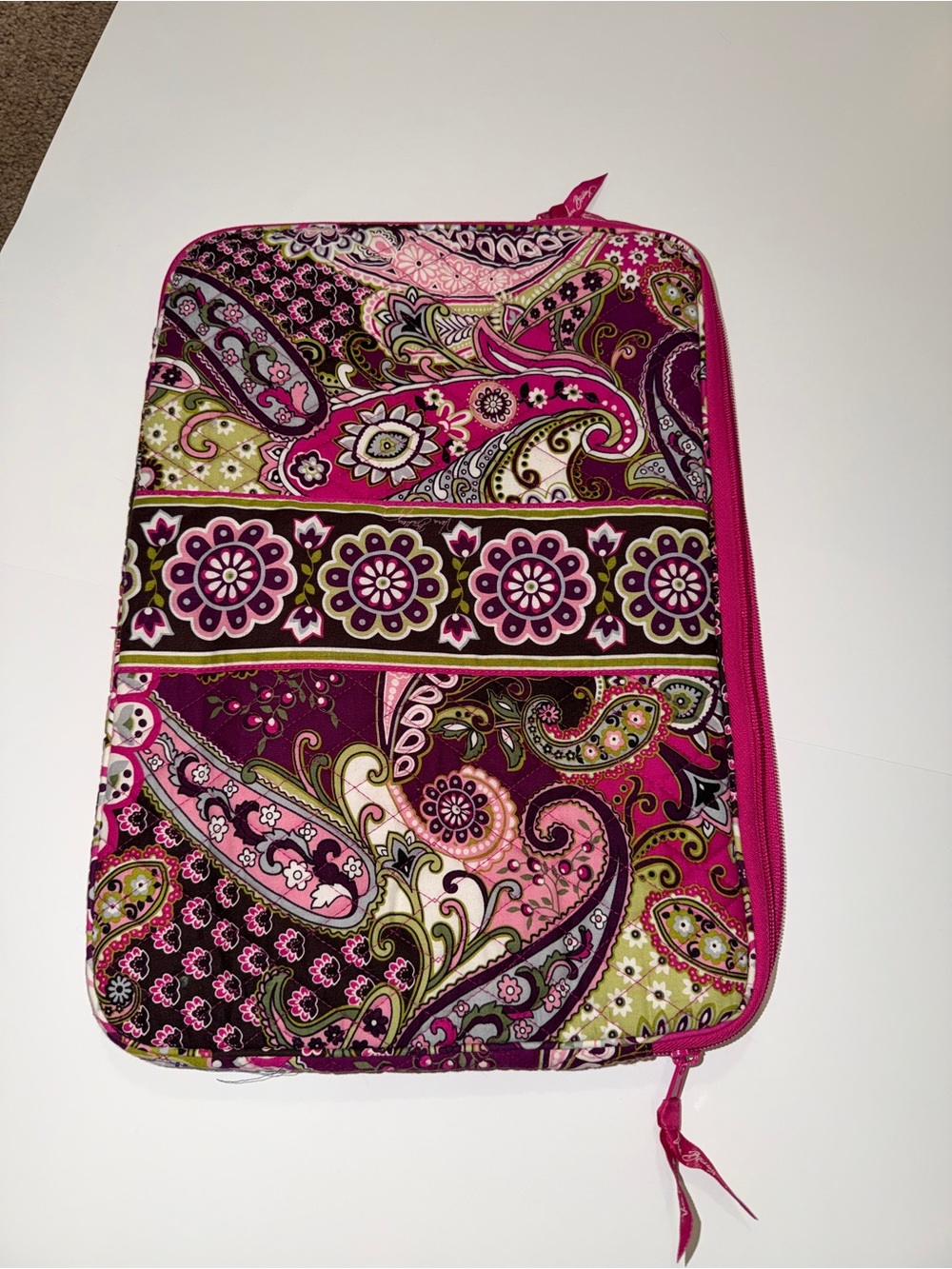 Vera Bradley Paisley Zip Tablet Sleeve - Magenta, Pink & Olive